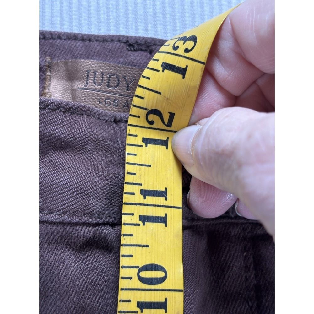 Judy Blue Women's Espresso Brown Raw Hem Flare Jeans Stretch Denim Size 13/31 - Picture 8 of 16